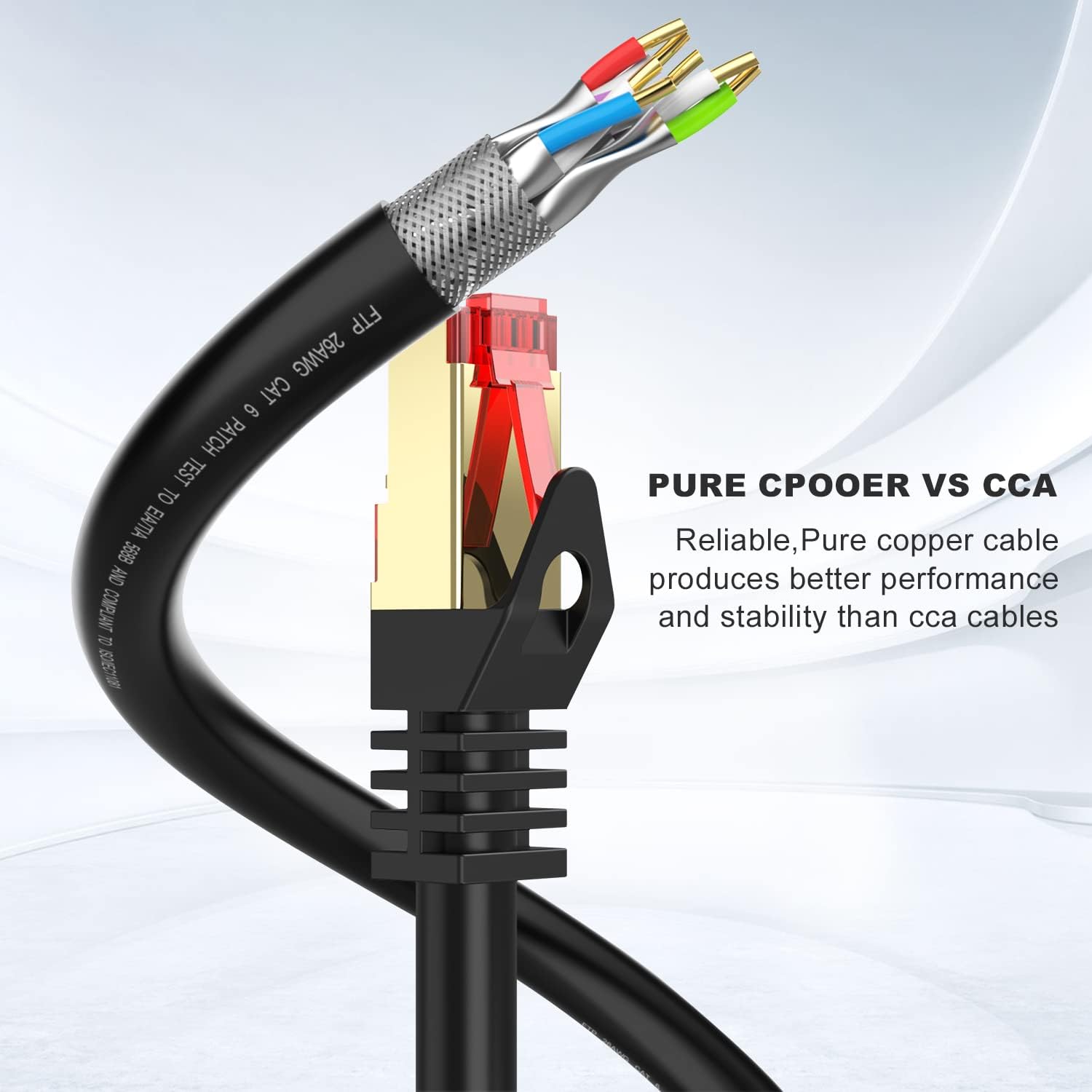 Cable Ethernet Cat6 para exteriores de 15 pies, blindado a tierra resistente a los rayos UV, impermeable, cable de red enterrable compatible con