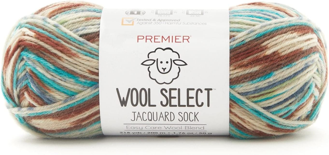 Premier Yarns Lana Select – Hilo Jacquard Socks de peso superfino, lavable a máquina, hecho de lana y poliamida, Trailblazer, 1.75 onzas, 218 yardas