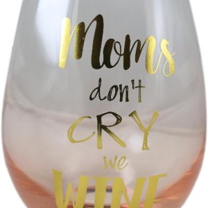 Ebros Gift Sonoma Collection ‘Mom’s Don’t Cry We Wine’ – Copa de vino sin tallo con base brillante de oro rosa con acabado metálico dorado (2) Ebros Gift Sonoma Collection ‘Mom’s Don’t Cry We Wine’ – Copa de vino sin tallo con base brillante de oro rosa con acabado metálico dorado (2)