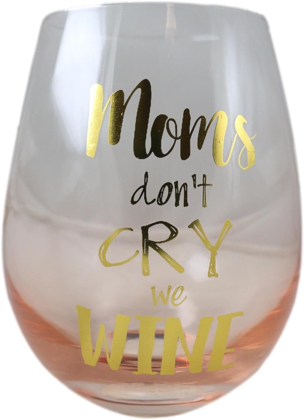 Ebros Gift Sonoma Collection ‘Mom’s Don’t Cry We Wine’ – Copa de vino sin tallo con base brillante de oro rosa con acabado metálico dorado (2)