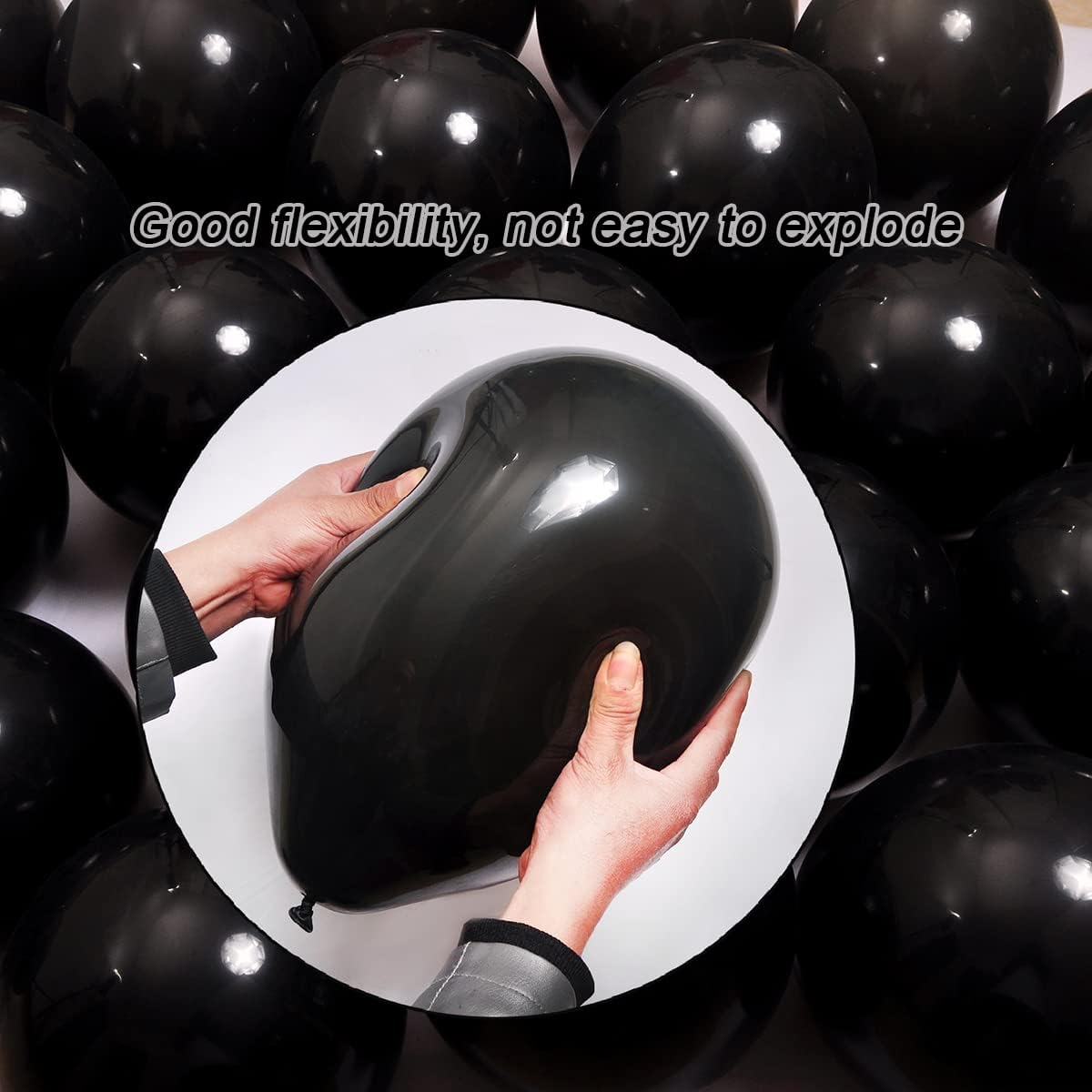 Paquete de 300 globos negros, globos de látex negros de 12 pulgadas, globos negros a granel para varias decoraciones de fiesta, guirnalda de globos