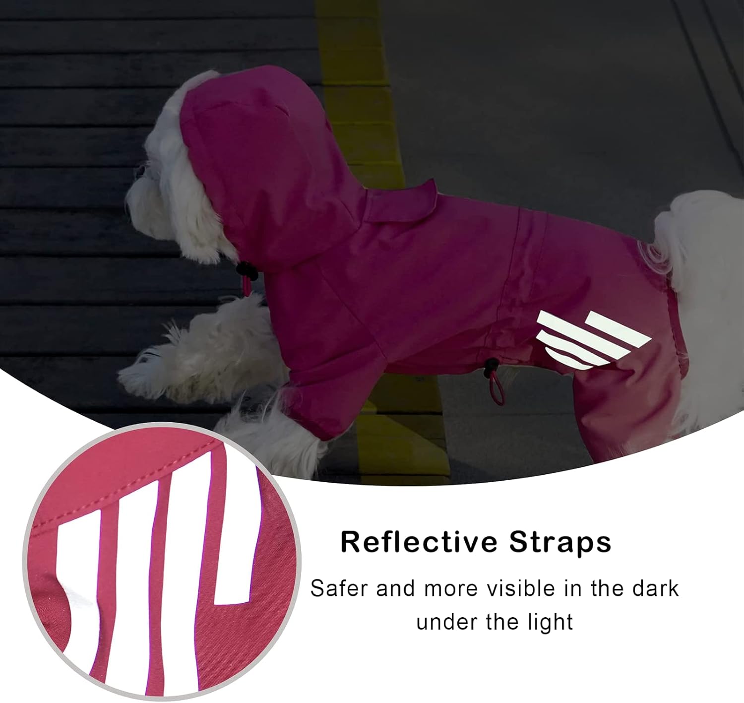 Impermeable impermeable para cachorros con capucha para cachorros pequeños y medianos, chaqueta impermeable para perro con correa reflectante y