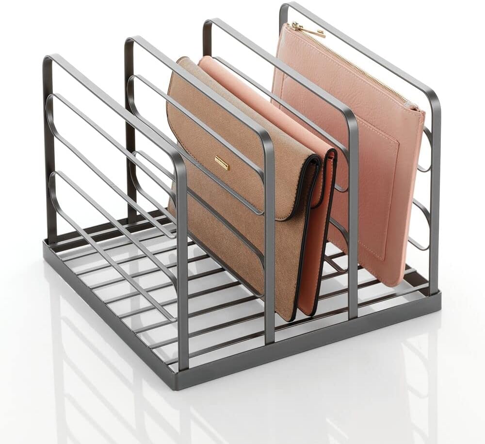 mDesign Organizador apilable de metal dividido para armarios, dormitorios, aparadores, estantes, solución de almacenamiento de estantes para