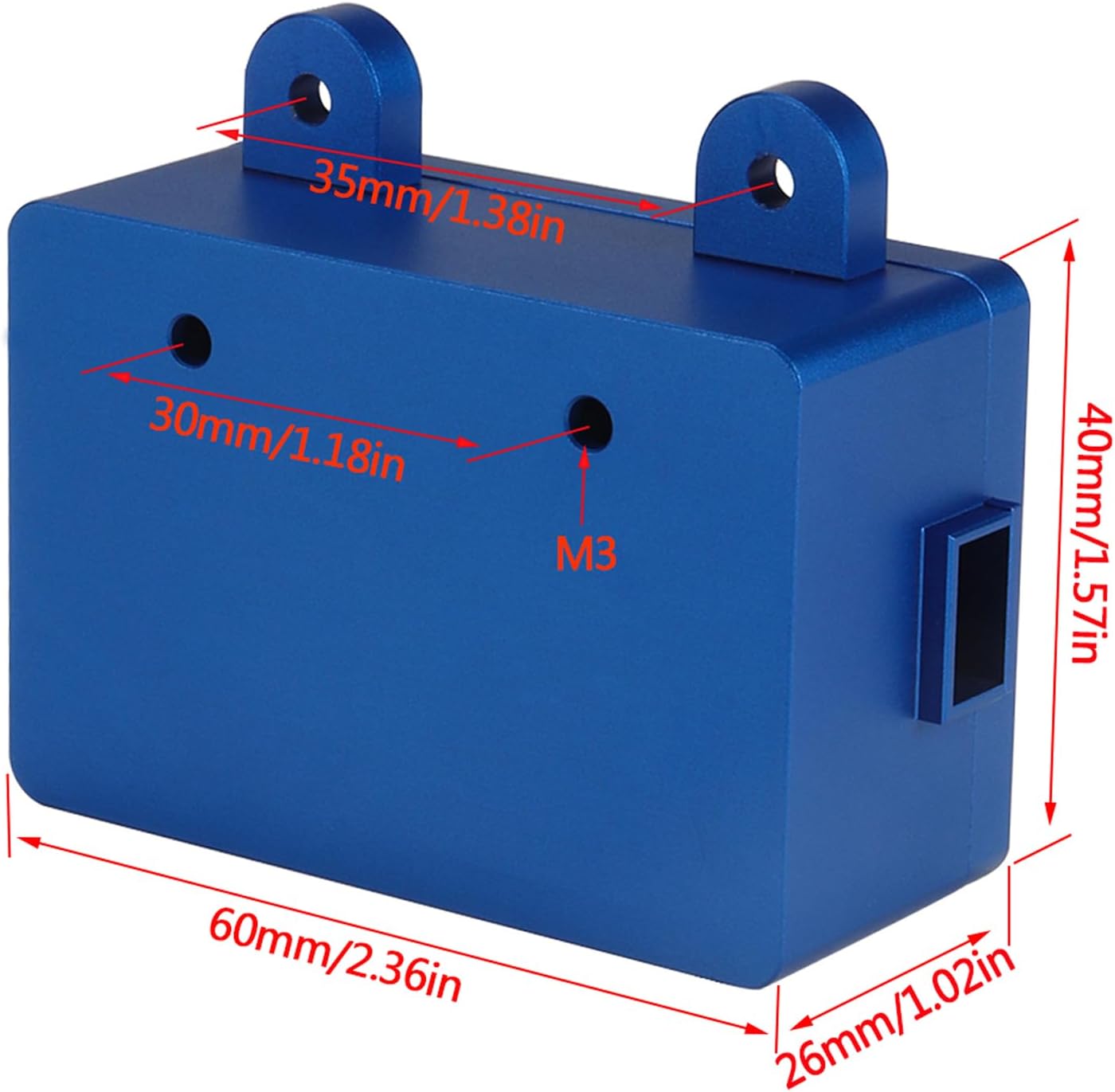110 RC Crawler caja receptora impermeable Caja de receptor de celda de combustible de aluminio CNC 2.362* 1.575* 1.024 in para 110 RC Crawler Rigs
