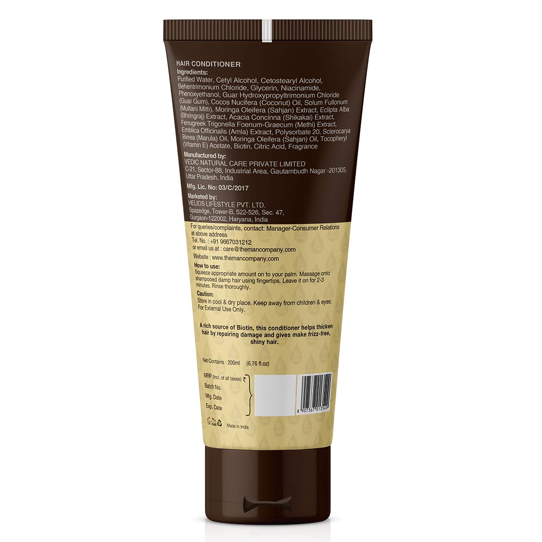 The Man Company Acondicionador capilar con agua de arroz, Bhringraj, polvo Shikakai para el crecimiento del cabello y cabello suave, 6.8 fl oz