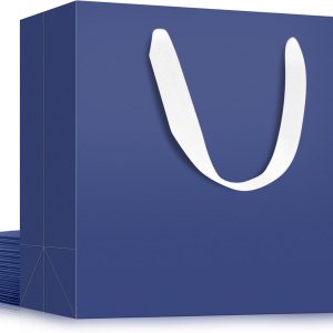 EUSOAR Bolsas de regalo azules a granel, paquete de 12 unidades de papel kraft de 12.5 x 4.5 x 11 pulgadas con asas, envoltura al por menor para EUSOAR Bolsas de regalo azules a granel, paquete de 12 unidades de papel kraft de 12.5 x 4.5 x 11 pulgadas con asas, envoltura al por menor para