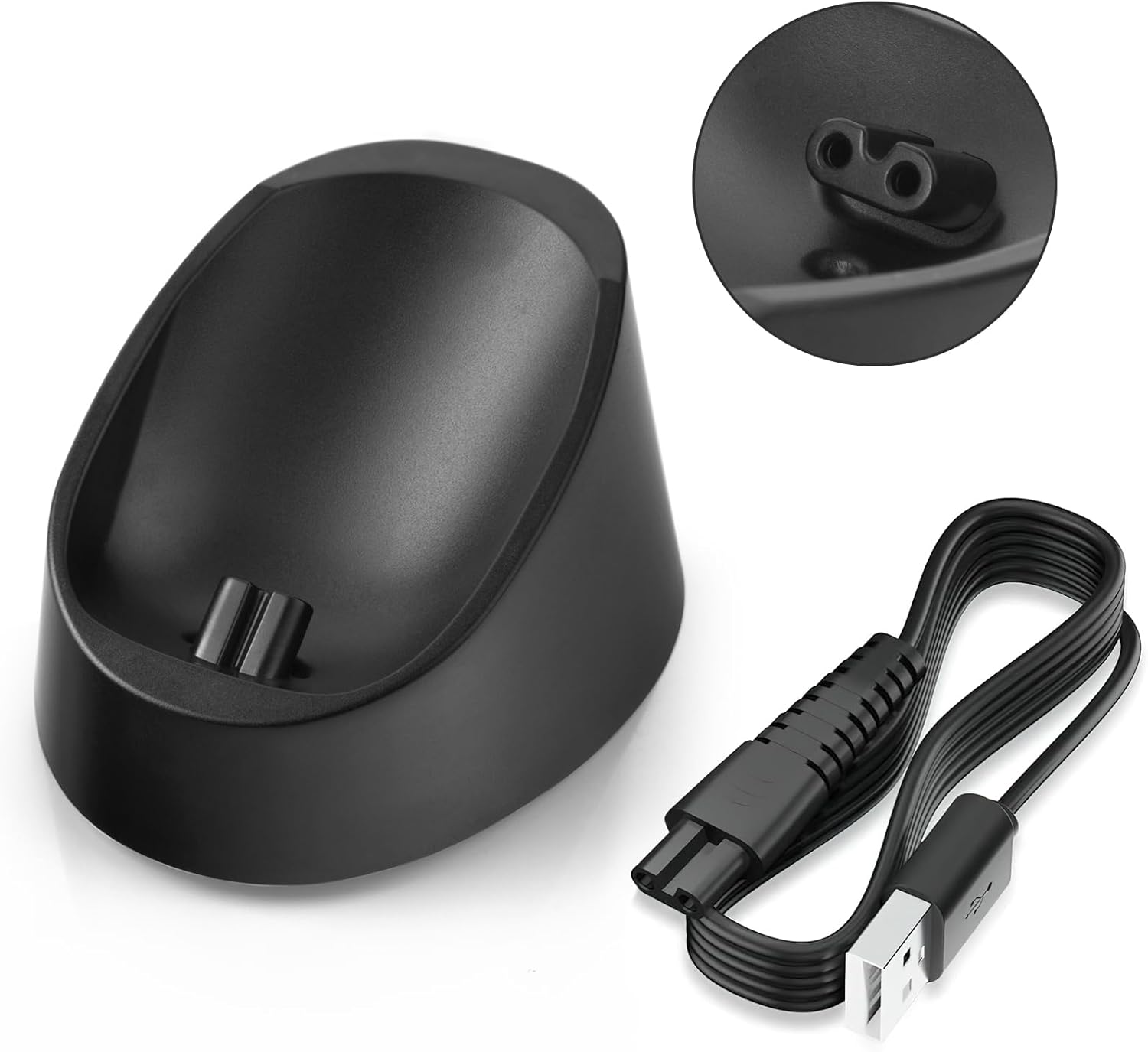 Telfun Base de carga antideslizante y resistente al agua soporte alimentado por USB para afeitadora Telfun Head para hombres calvos, incluye cable