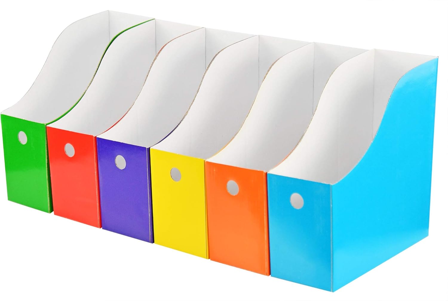Home-X Juego de 6 soportes para archivadores de revistas, almacenamiento de escritorio, documentos, carpetas, libros y revistas organizador para