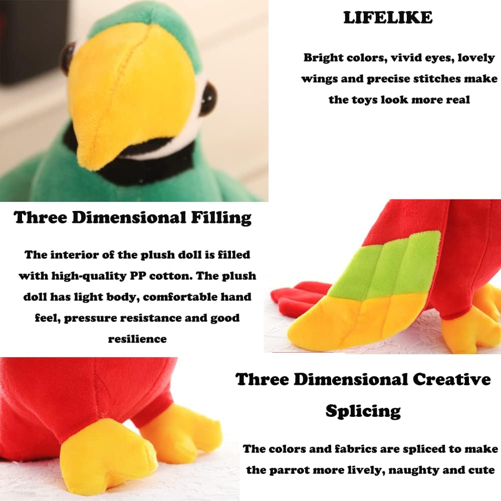 CHELEI2019 Peluche de loro de 9.8 pulgadas, suave pájaro de peluche, regalo para niños