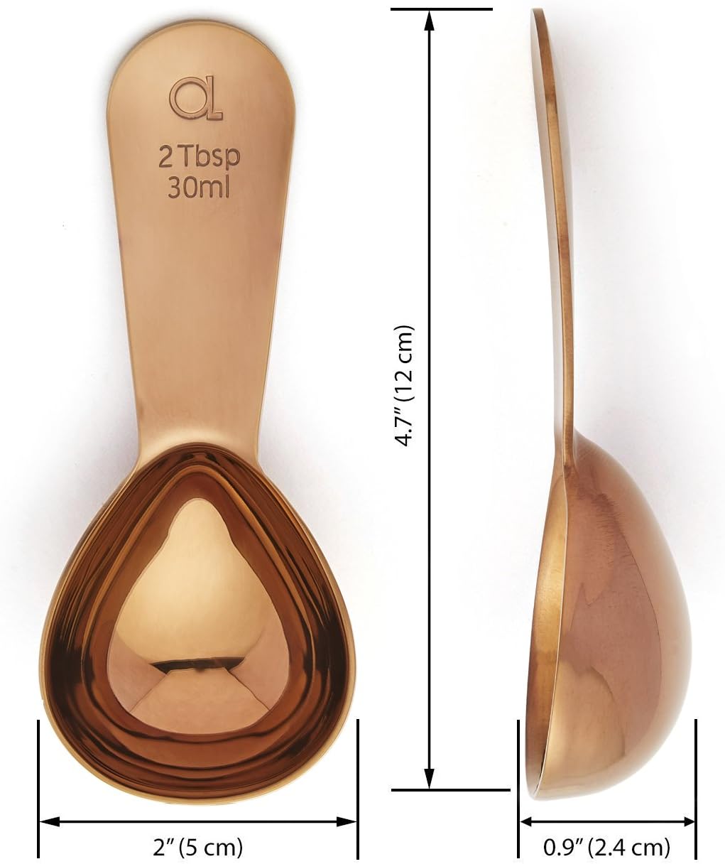 Apace Living Cuchara de café (juego de 2)  2 cucharadas (cucharadas)  Las mejores cucharas medidoras de acero inoxidable para café, té y más