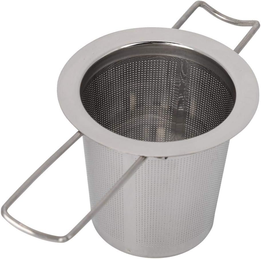 Fdit Filtro plegable del colador de la taza del metal del infusor del té de la malla del acero inoxidable con la tapa