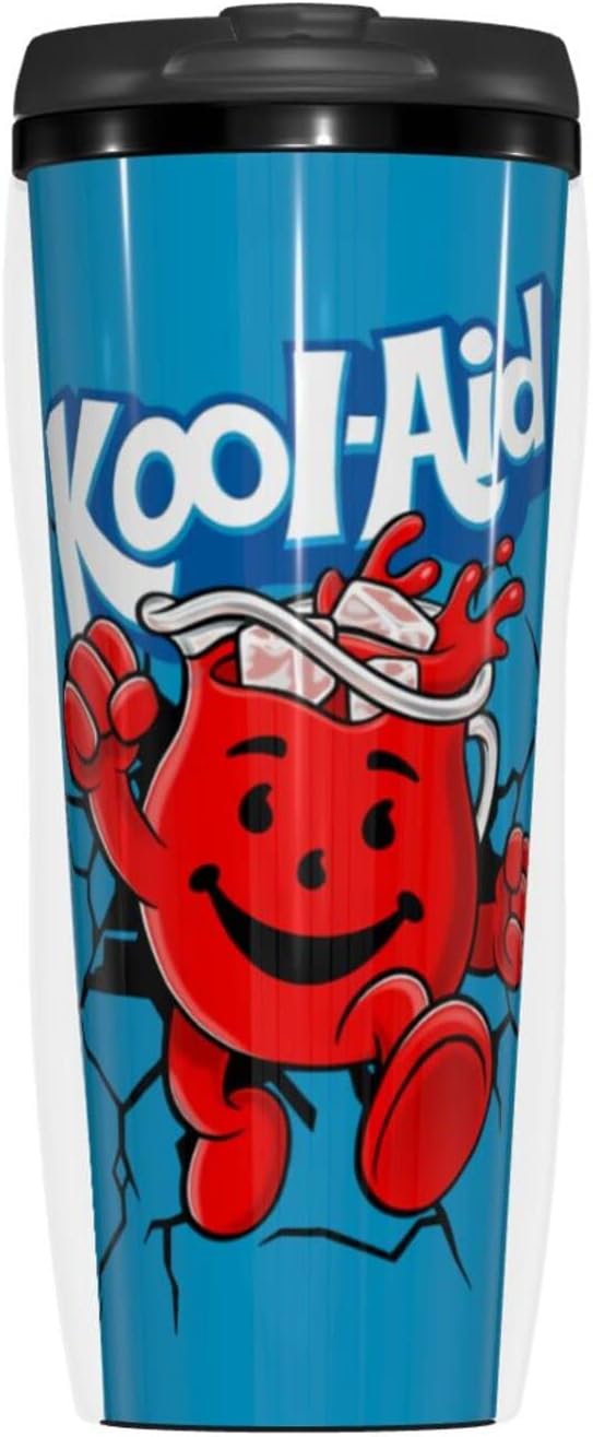 Kool Anime Aid Man – Botella de agua de café reutilizable de doble pared con tapa, jarra de agua deportiva para escuela, gimnasio al aire libre, 12
