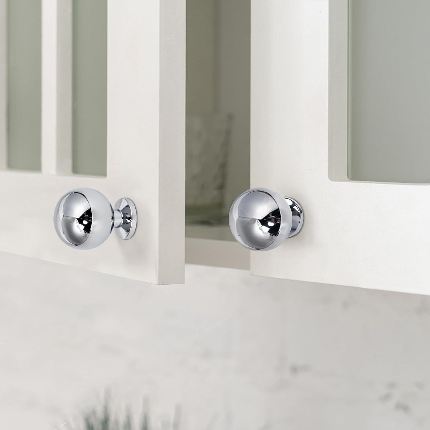 Perillas redondas de cromo pulido para gabinete, paquete de 2 manijas de latón macizo, accesorios para tocador, cocina, dormitorio, baño, cajón
