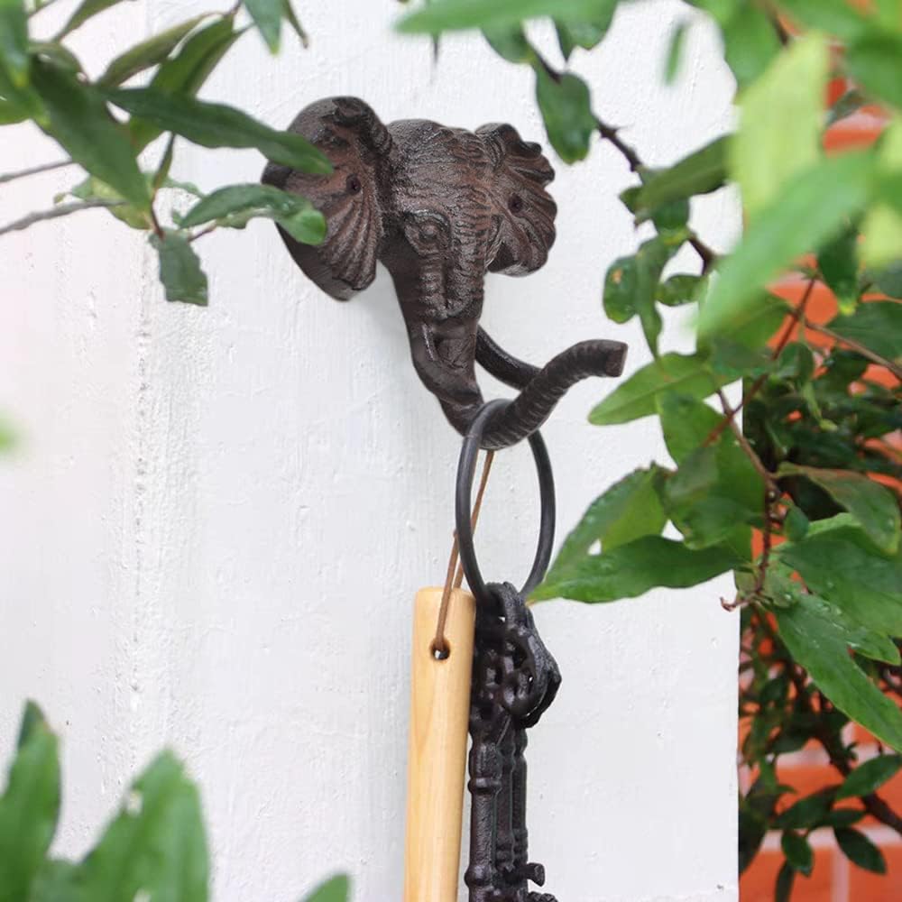 Gancho de pared de elefante de hierro fundido, perchero decorativo vintage, de hierro fundido, gancho rústico de una sola llave, resistente,