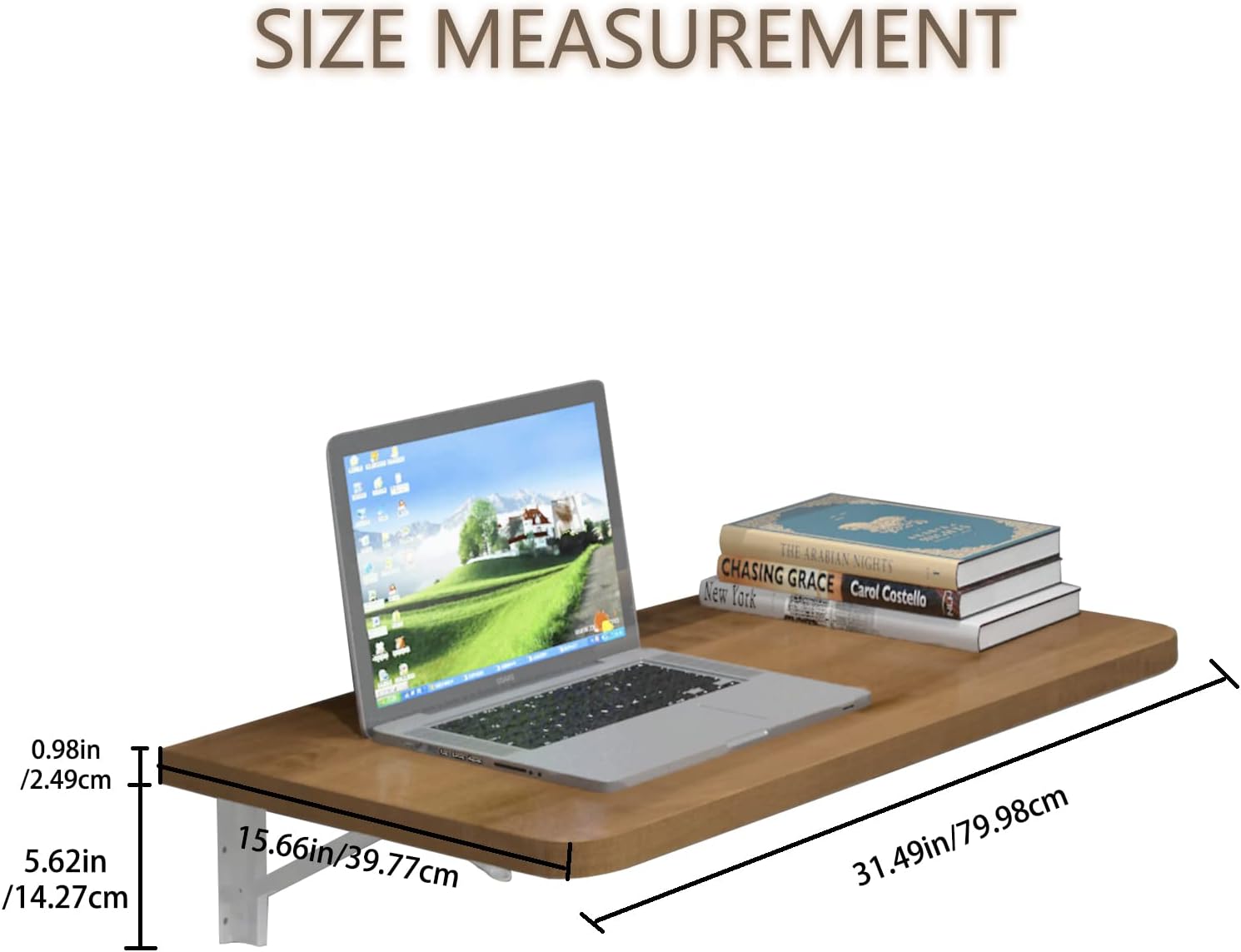 Pmnianhua Mesa plegable de 31 pulgadas para montar en la pared, escritorio de pared plegable, escritorio flotante para oficina en casa, espacio