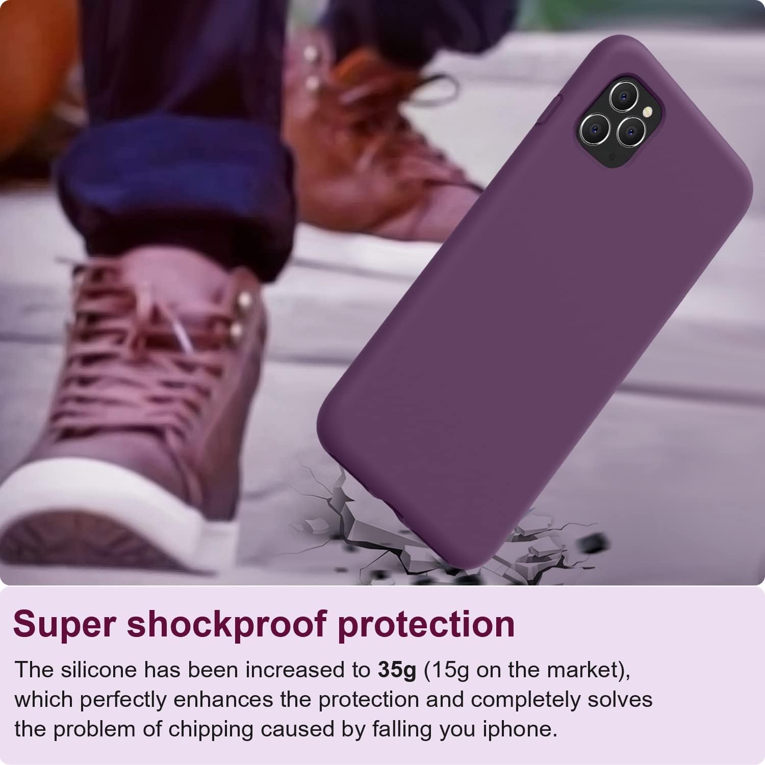 Vooii Funda protectora para iPhone 11 Pro Max, silicona líquida suave de goma delgada de cuerpo completo para iPhone 11 Pro Max (con forro de