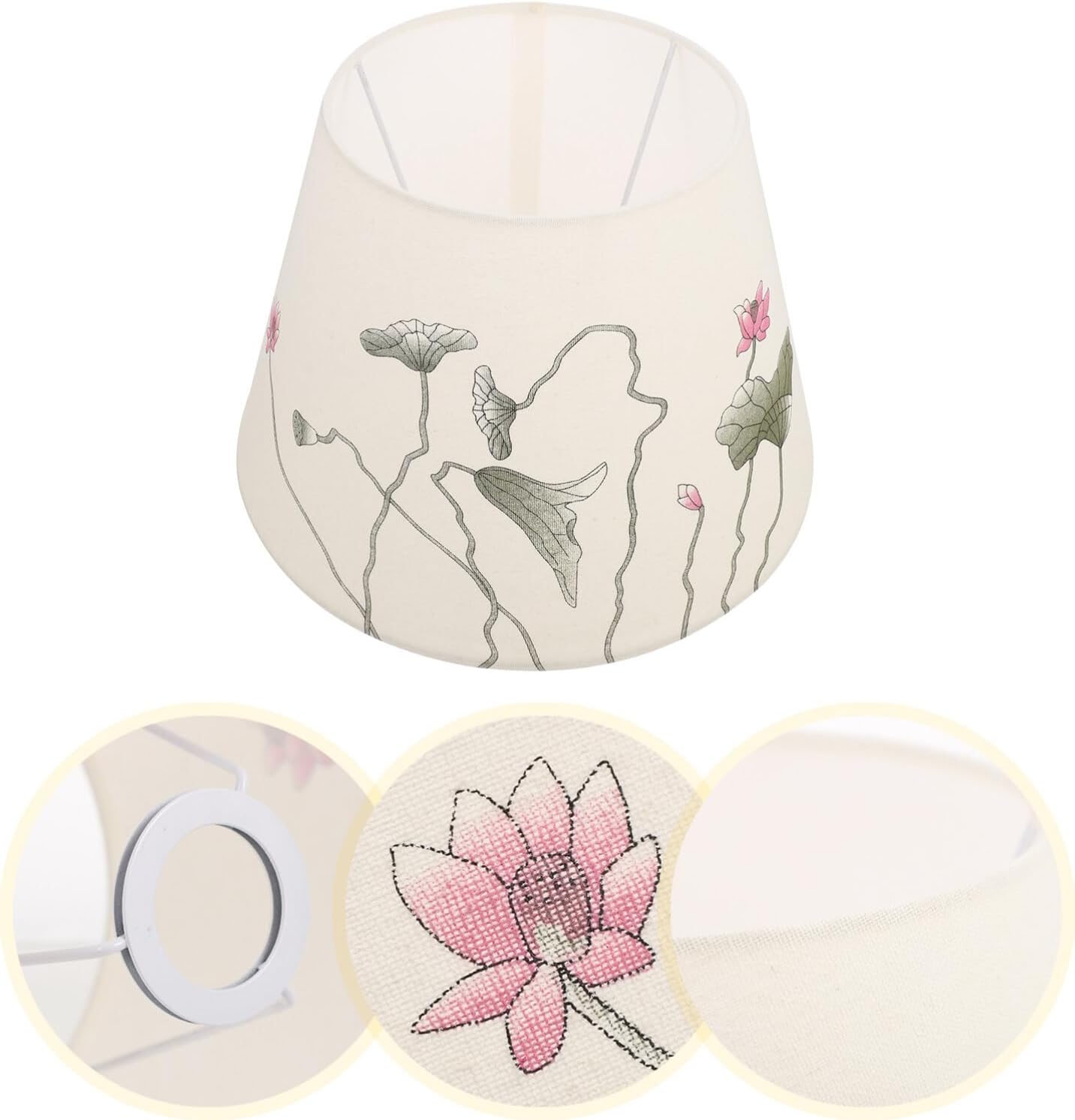 OSALADI Lámpara de tela para lámpara de mesa, pantalla de metal, blanco, estilo chino, lámpara de noche, pantalla decorativa
