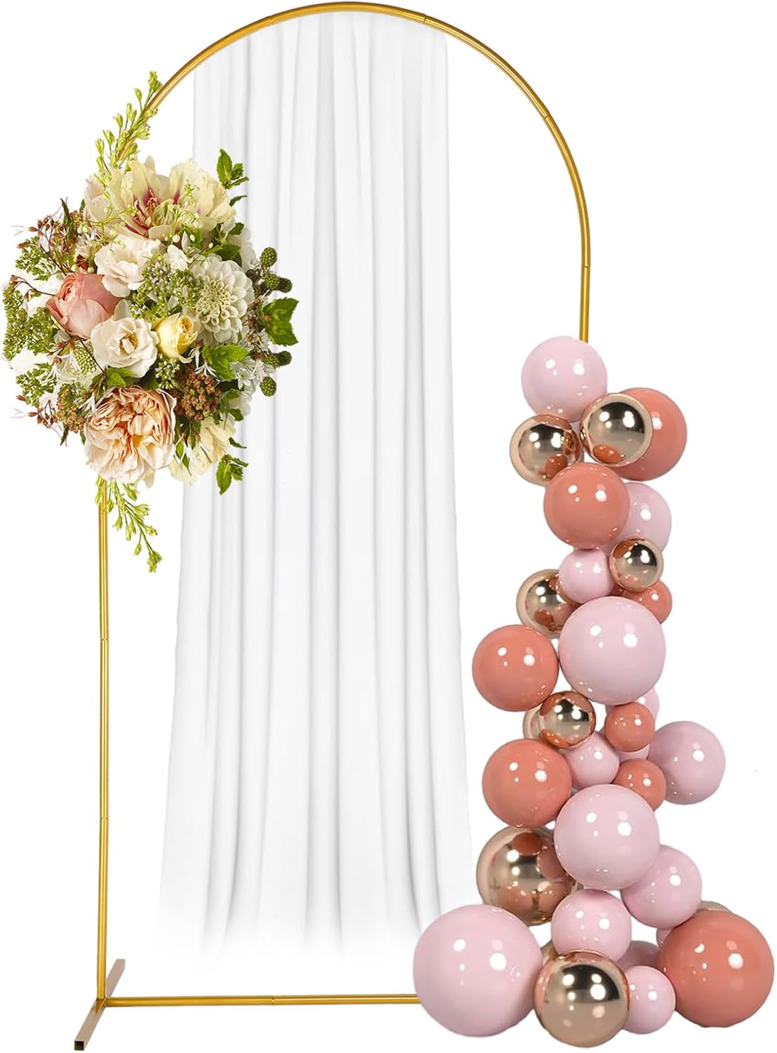 Soporte de arco de metal, 7.2 pies, marco de arco de globo dorado reutilizable para boda, fiesta de cumpleaños, San Valentín, baby shower, Día de la