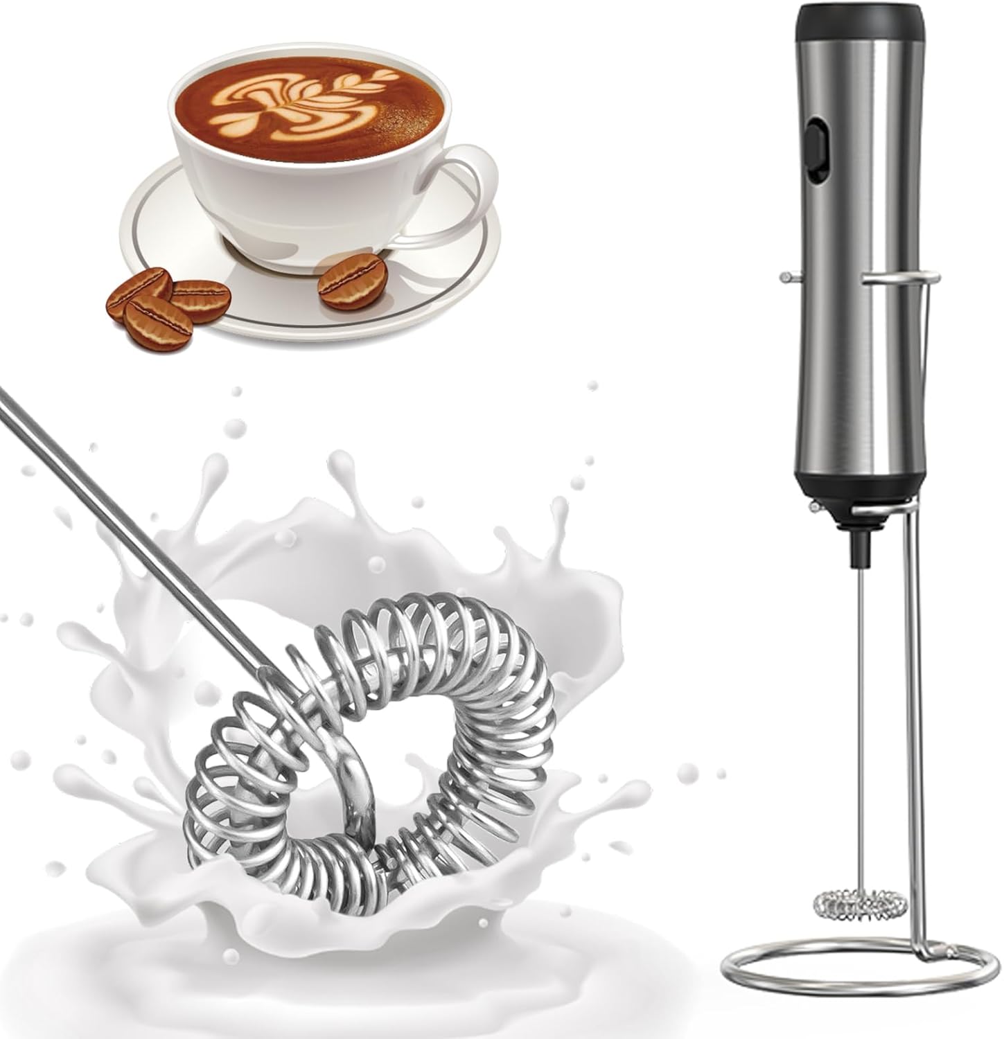 Espumador de leche eléctrico compacto, espumador de leche de café, espumador de leche recargable tipo C, mini mezclador y espumador de café, máquina