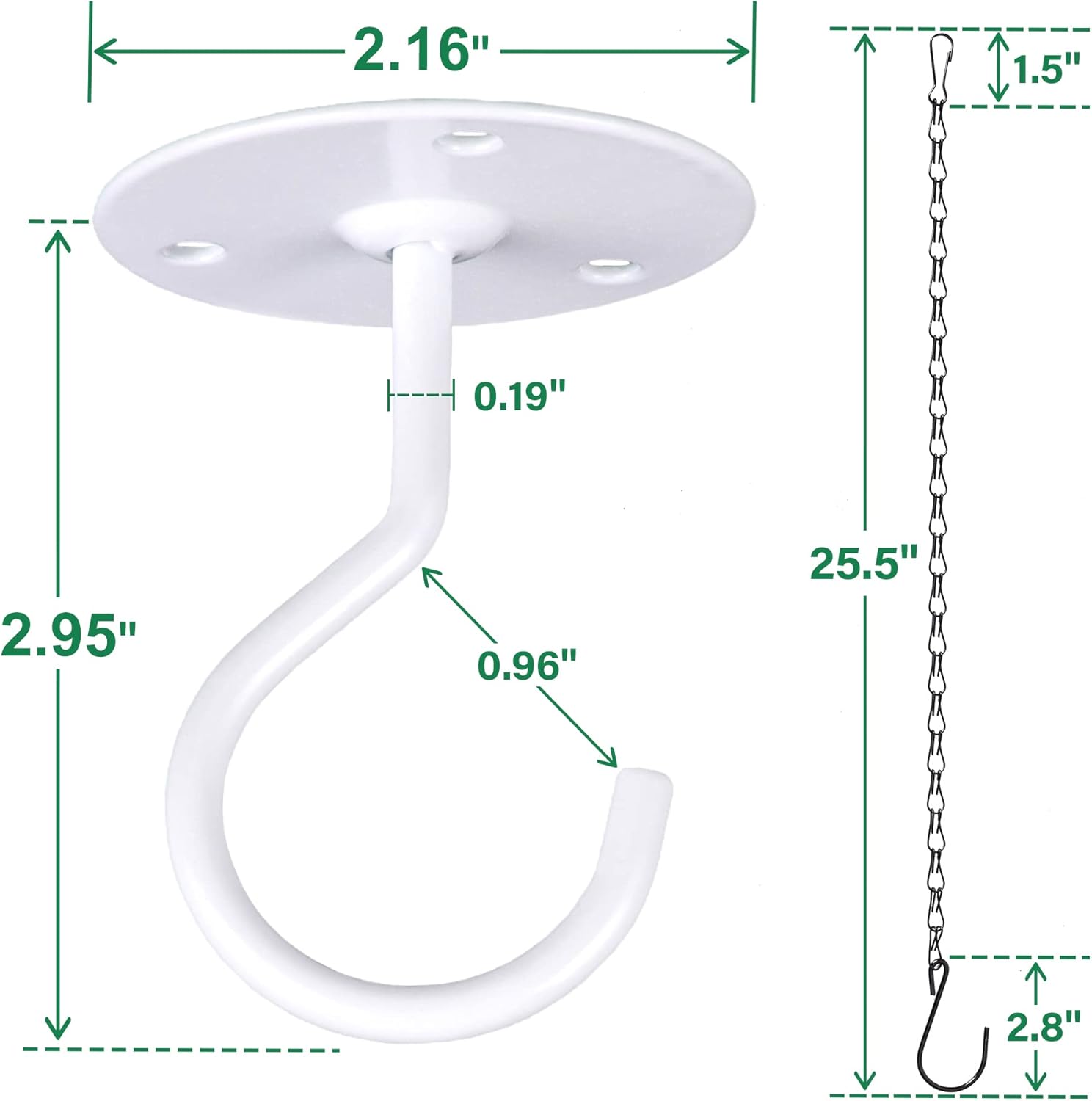 XDW-GIFTS Paquete de 4 ganchos de techo con cadenas colgantes para colgar comederos de pájaros, plantas, linternas, campanillas de viento,