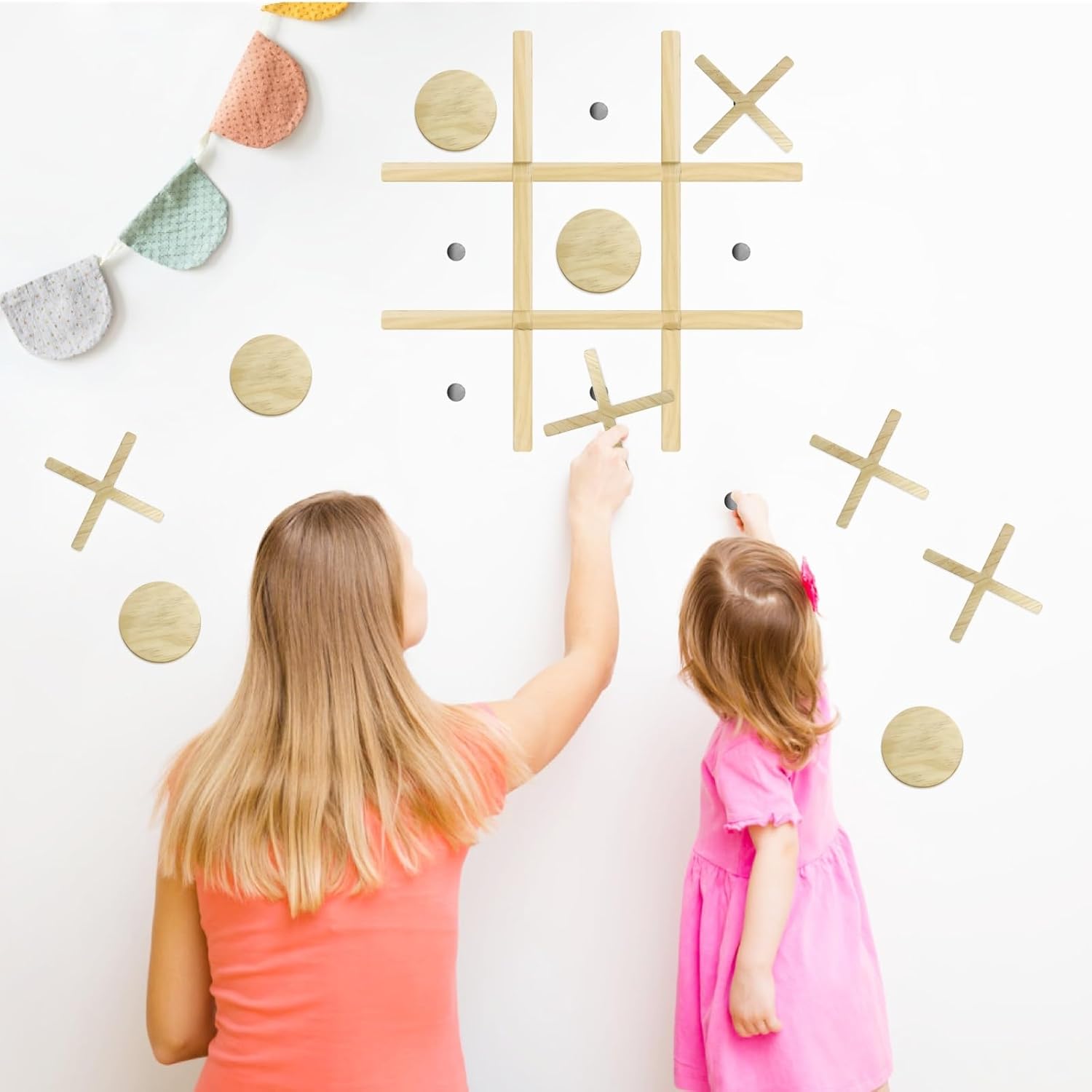Lamkidle Juego magnético de madera para montar en la pared, decoración de sala de juegos de madera para niños y adultos, decoración de pared moderna