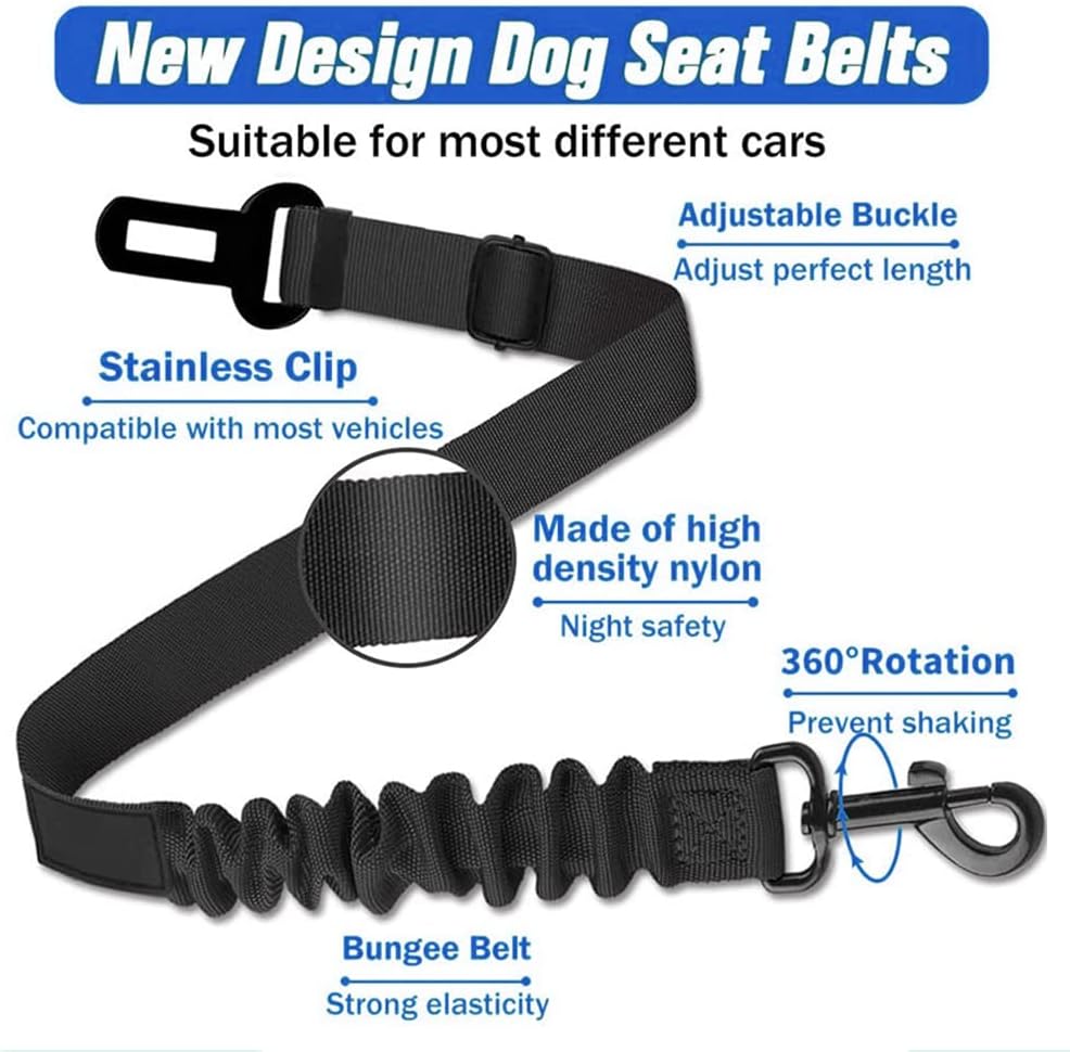 Cinturón de seguridad para perro, cinturón de seguridad ajustable de nailon para mascotas, correas de seguridad para vehículos, cinturones de