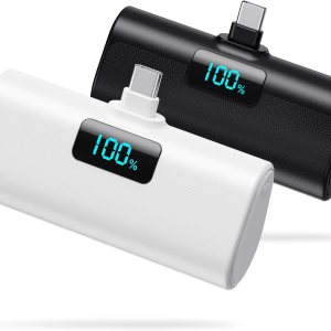 Paquete de 2 Cargador portátil pequeño de 5200 mAh, banco de energía PD USB C actualizado con conector USB-C integrado, pantalla LCD, batería Paquete de 2 Cargador portátil pequeño de 5200 mAh, banco de energía PD USB C actualizado con conector USB-C integrado, pantalla LCD, batería