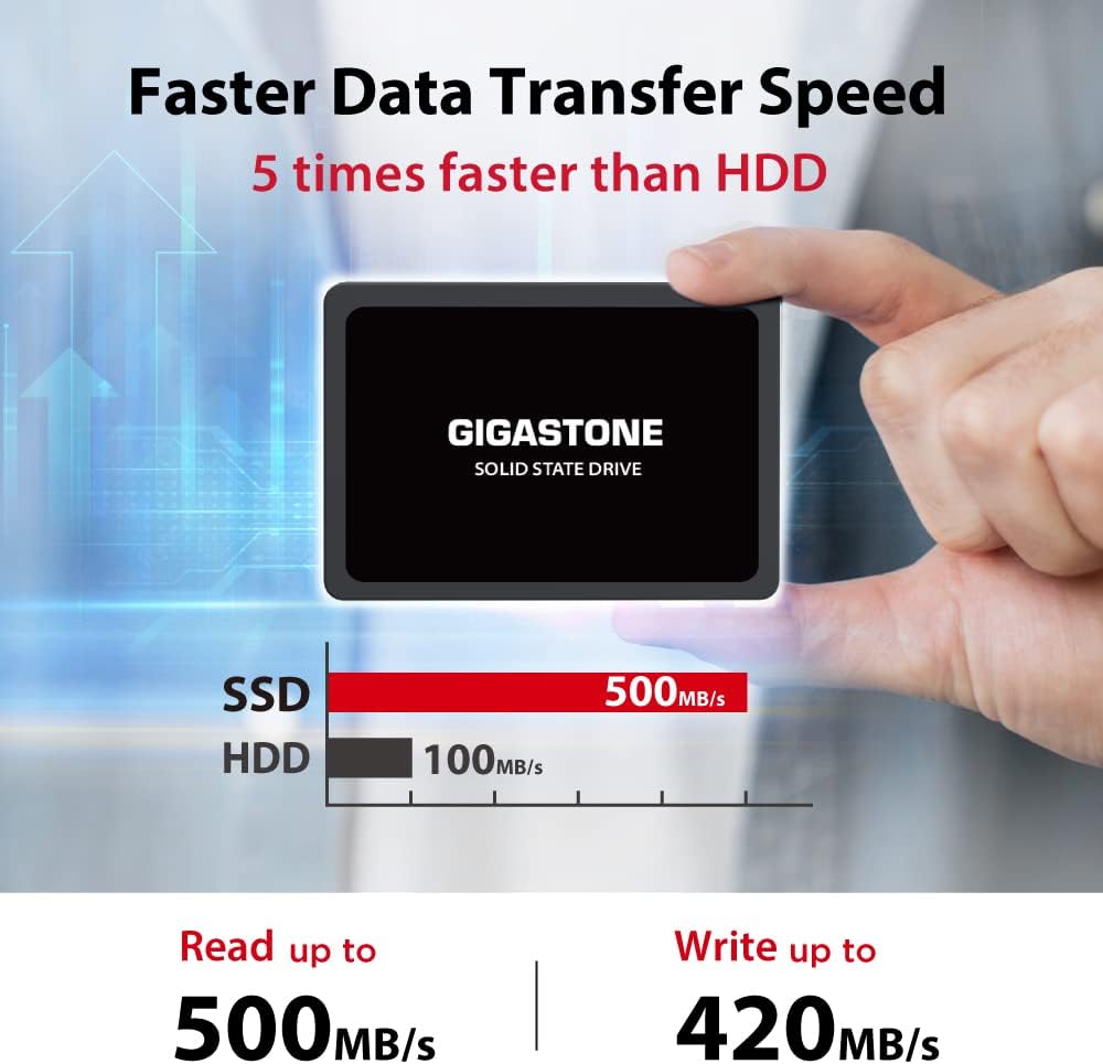 Gigastone SATA SSD de 120 GB, paquete de 30 unidades SSD de 2.5 pulgadas 3D NAND SSD interno SLC Velocidad de aumento de caché de 500 MBs unidades