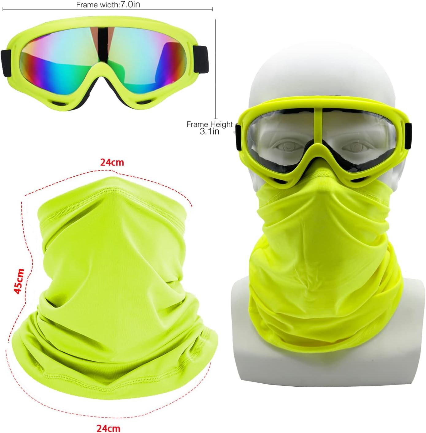 LJDJ Gafas de motocicleta, paquete de 2 unidades, para motocross, ATV, motocross, senderismo, protección con 2 unidades de máscara bandana
