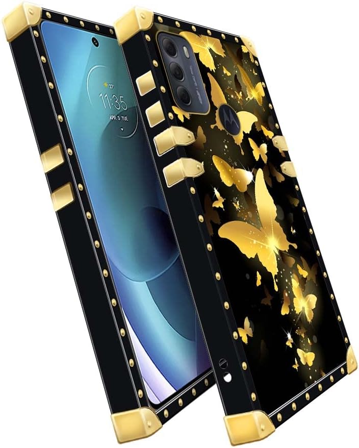 DAIZAG Funda compatible con Moto G Power 2022, diseño de mariposas doradas G Power 2022 para niñas, diseño de esquinas reforzadas totalmente