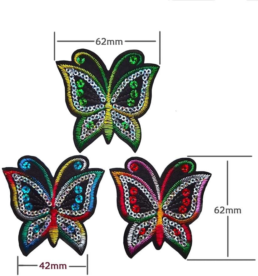 Qingxi Charm 24 parches bordados de lentejuelas de colores surtidos para coserplanchar en ropa, sombrero, pantalones, zapatos, cortina, decoración