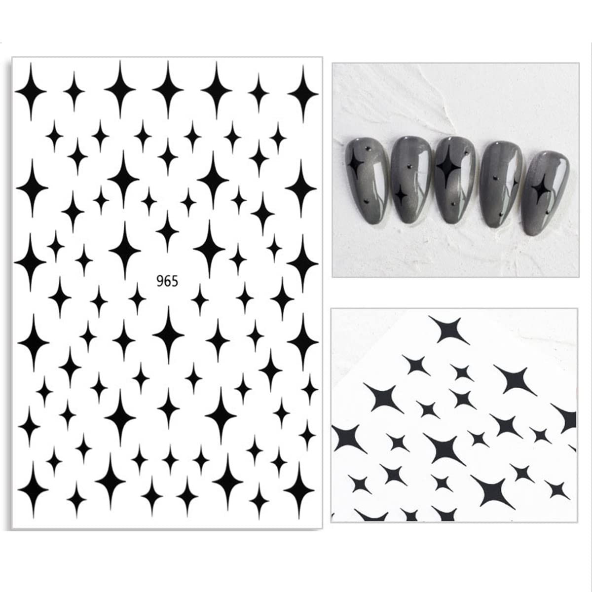 7 hojas de calcomanías de arte de uñas de estrella, calcomanías de diseño autoadhesivo 3D, calcomanías de lujo para arte de uñas, suministros de