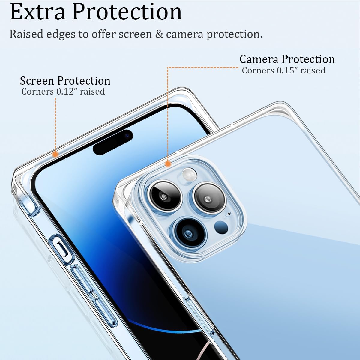 Funda cuadrada compatible con iPhone 15 Pro Max de 6.7 pulgadas, funda transparente con esquinas cuadradas reforzadas para iPhone, funda protectora
