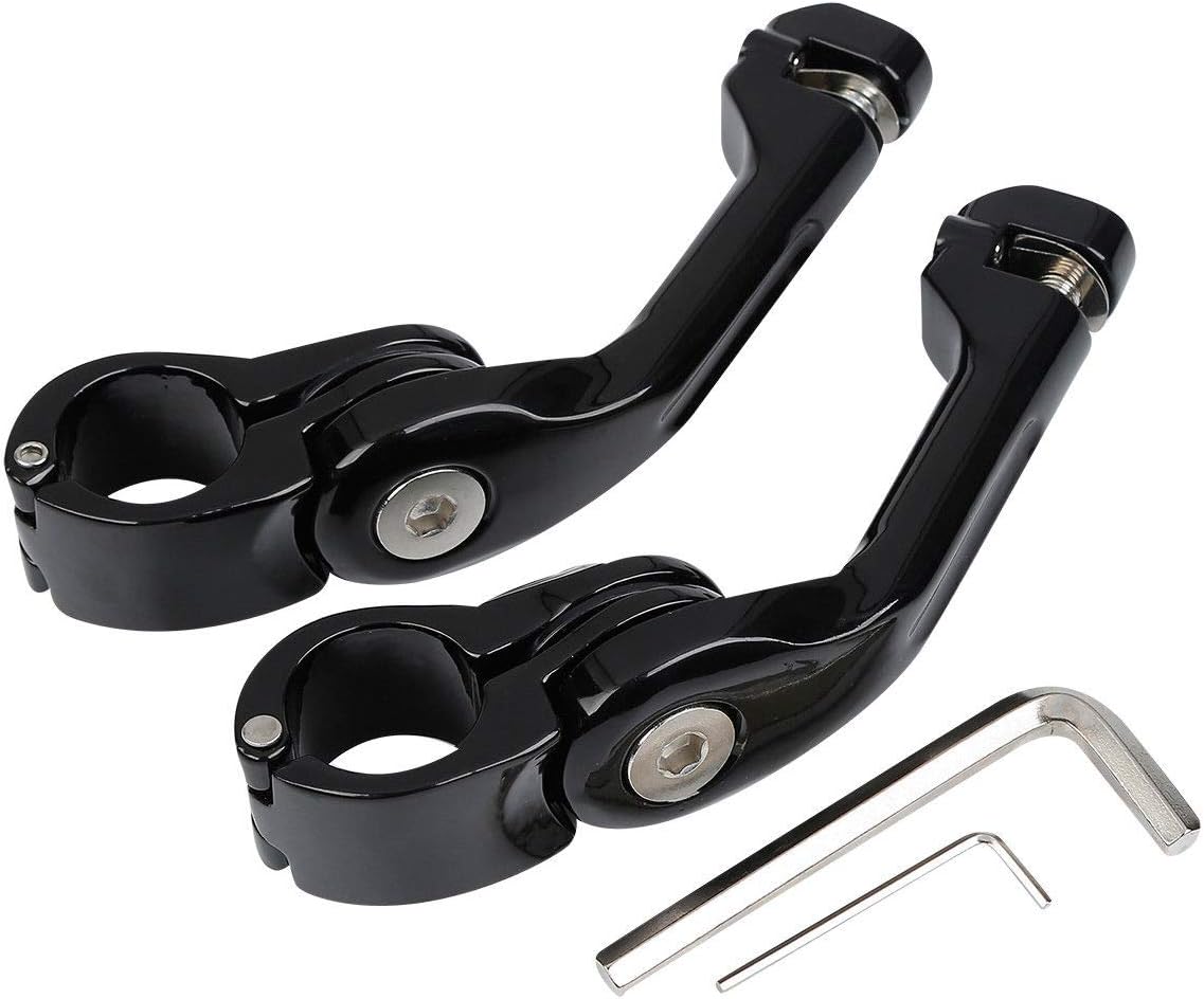 Kit de montaje de clavijas de carretera ajustable en ángulo largo de 1-14 pulgadas de 1.260 in, color negro brillante, compatible con Harley Touring