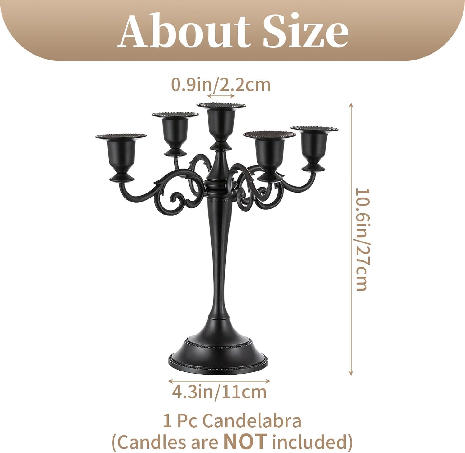 Sziqiqi Candelabro de Halloween – Portavelas de 5 brazos, soportes para velas cónicas para velas cónicas a la luz de las velas, cena, fiesta, boda,