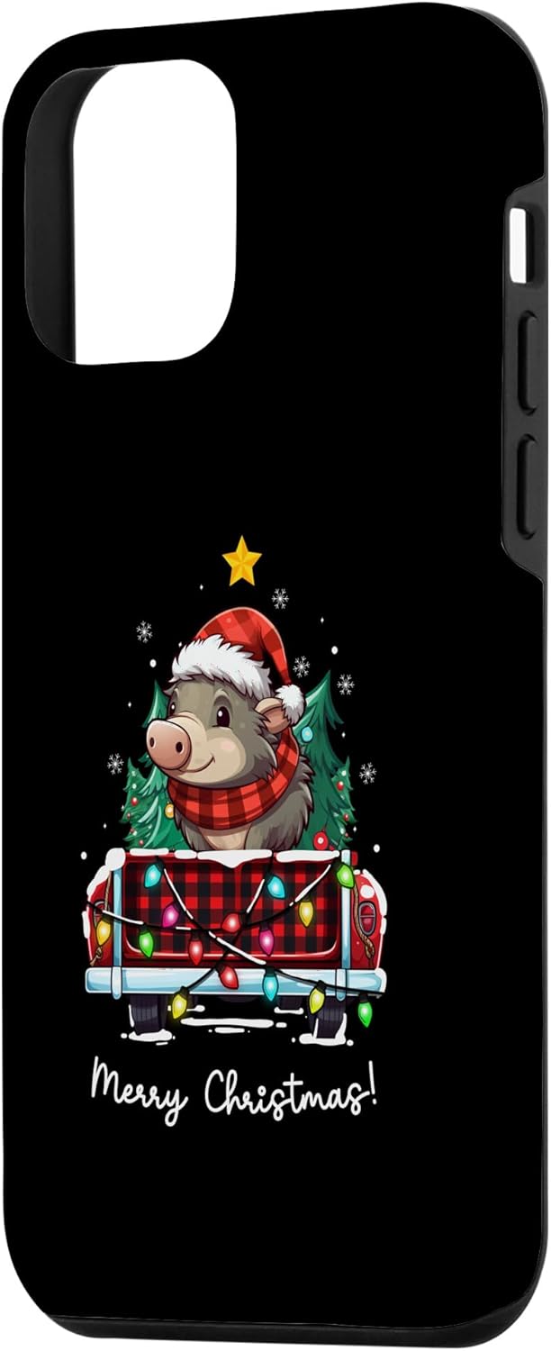 iPhone 12 mini Warty Pig Christmas Truck Plaid Funny Xmas Tree Case