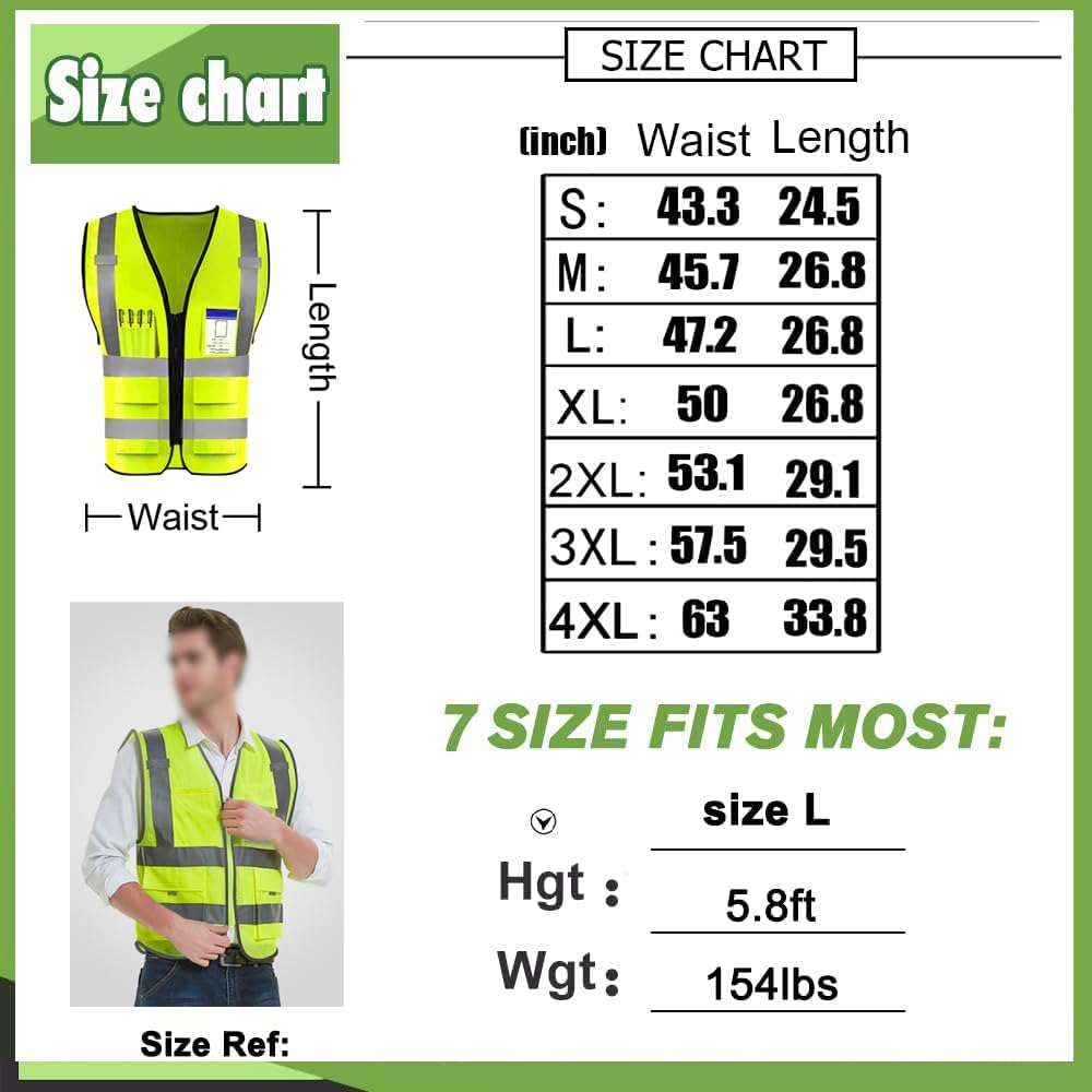 YOWESHOP Chaleco de seguridad de alta visibilidad reflectante personaliza tu logotipo ropa de trabajo de seguridad con tiras reflectantes y bolsillos