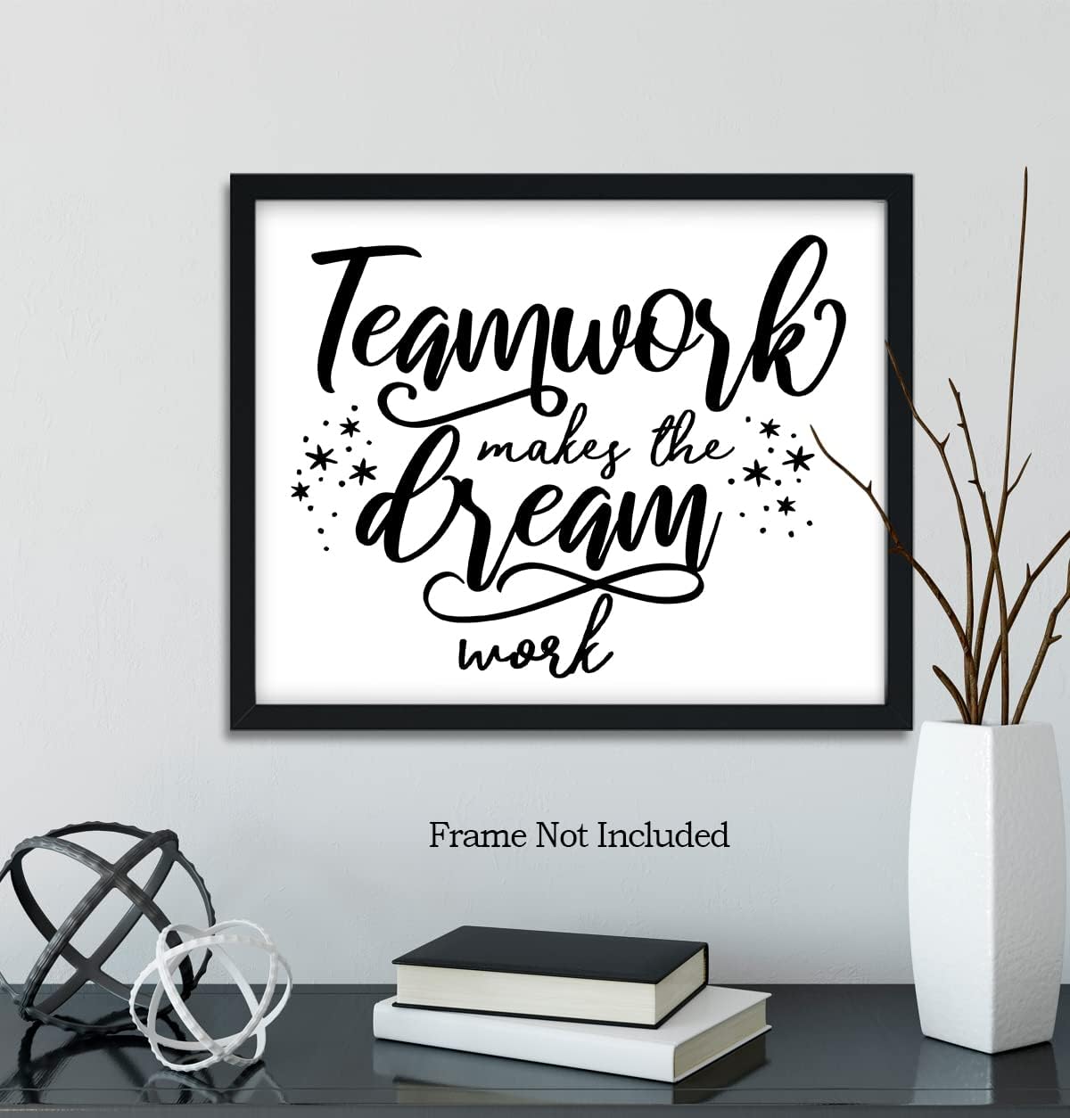 Govivo Teamwork Makes The Dream Work – Impresión artística de pared con cita motivacional, impresión de decoración de pared, póster o lienzo para