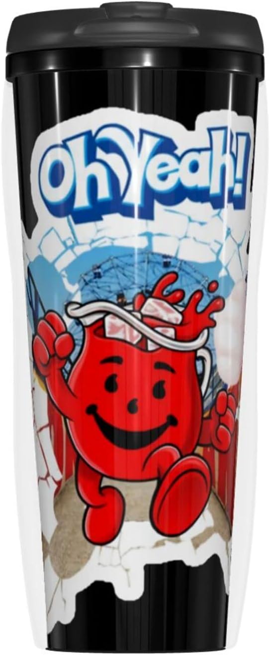 Kool Anime Aid Man – Botella de agua de café reutilizable de doble pared con tapa, jarra de agua deportiva para escuela, gimnasio al aire libre, 12