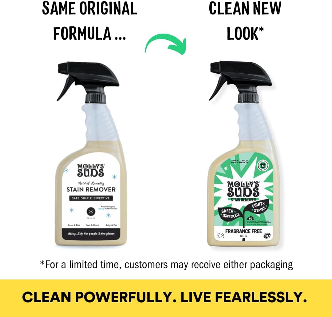 Molly’s Suds Spray quitamanchas natural para ropa  Suave pero potente, ideal para manchas de bebés y mascotas  Ingredientes derivados de la tierra