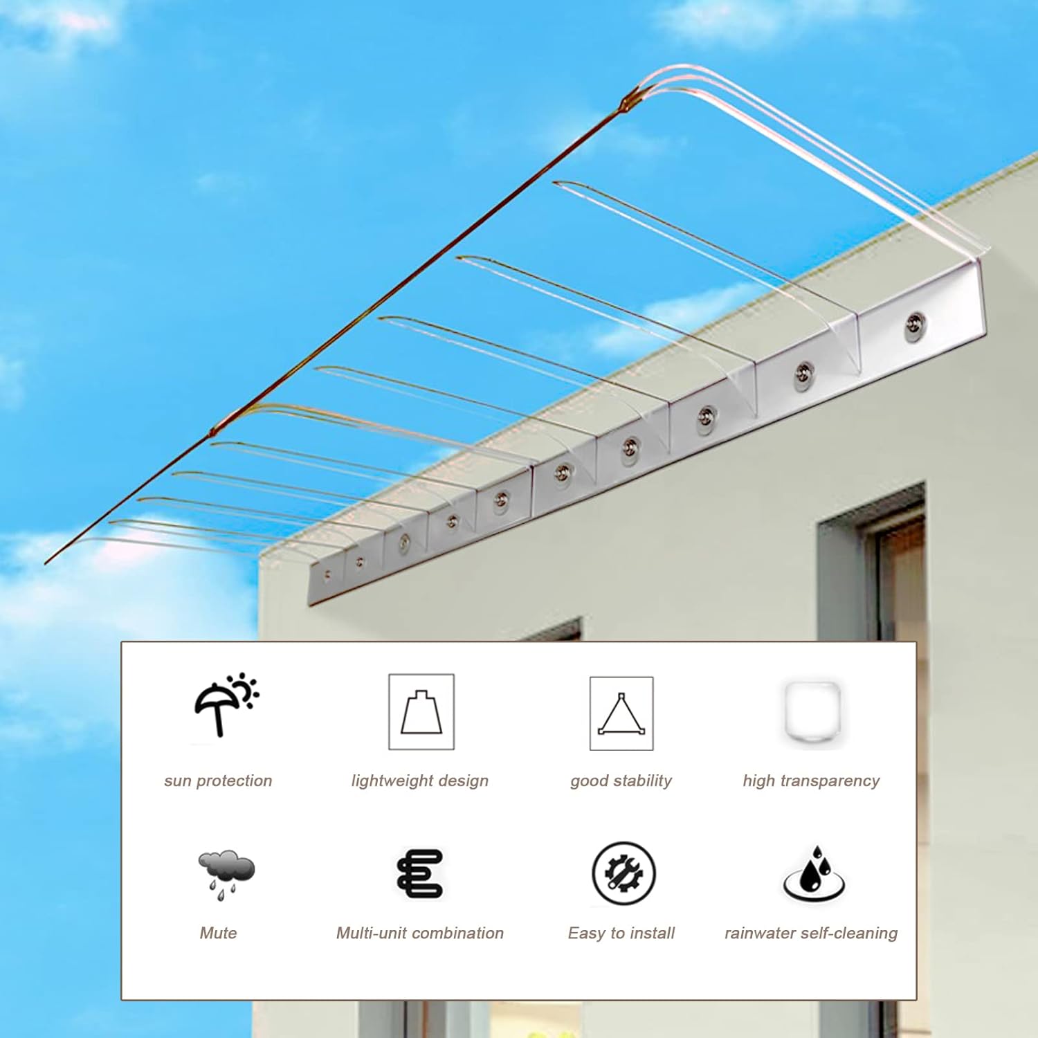 Toldo para puerta delantera, toldo para puerta, protección UV, lluvia, nieve, sol, toldo para puerta, toldo para puerta, exterior, patio, cubierta