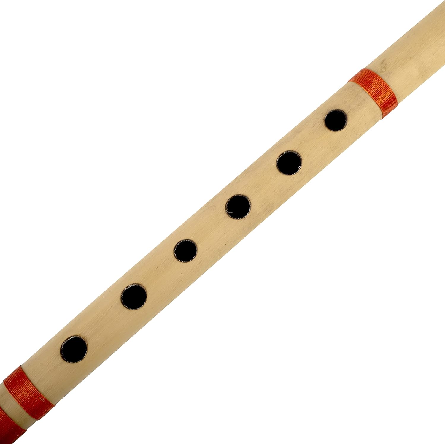 Flauta de bambú de madera india auténtica de 14 pulgadas en clave “B”, grabador de instrumentos musicales de viento de madera, Bansuri tradicional,