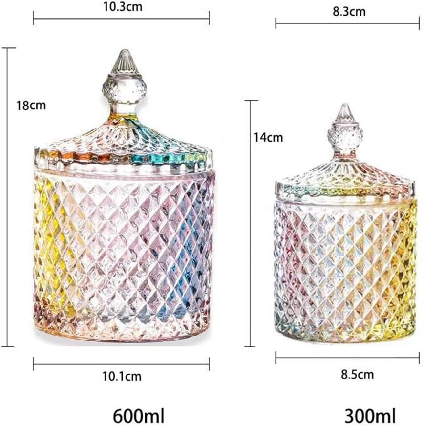 Tarros de cristal con tapas, coloridos platos de almacenamiento de caramelosazucarero, contenedor de vidrio para decoración del hogar, caja de bolas