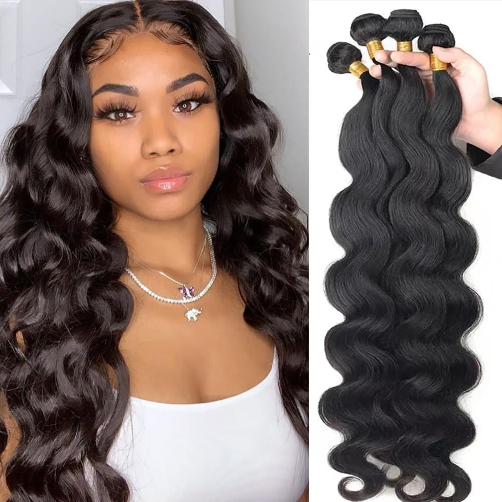 Extensiones de cabello humano brasileño ondulado grado 10A, 100% cabello humano (18, 20, 22, 24 pulgadas), 4 manojos de cabello humano ondulado para