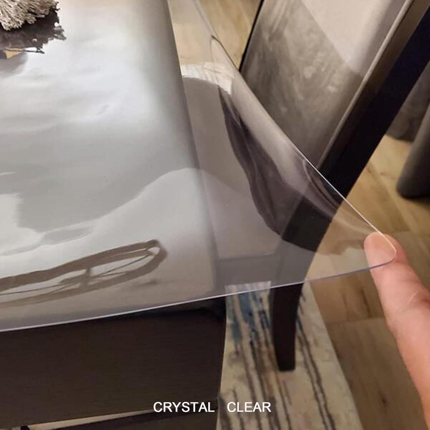 PVC Dining Table Cover Protector,Clear tablecloths for Rectangle Tables,Vinyl Waterproof Protector mat,Transparent Soft Glass,1mm