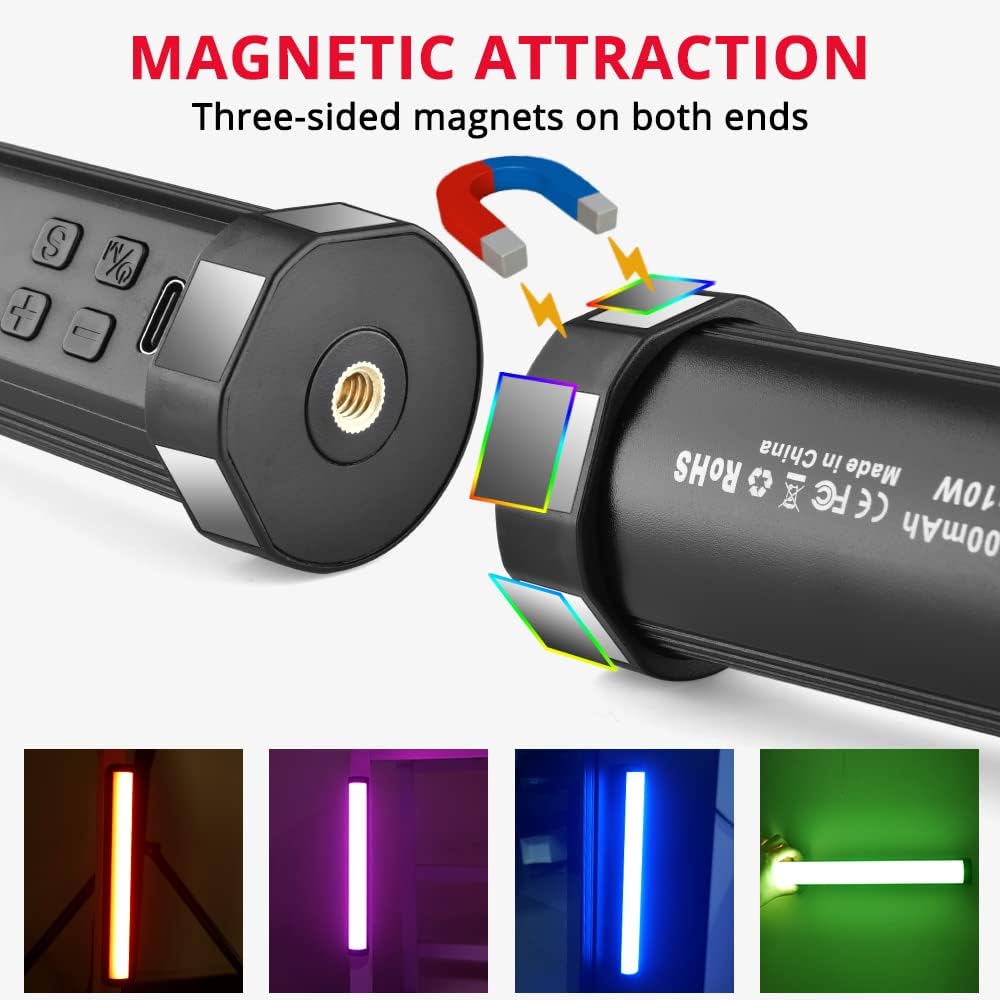 YELANGU Varita de luz LED  Barra de luz RGB para fotografía  21 efectos RGB, recargable, 2-12 horas de duración de la batería  Portátil y fácil