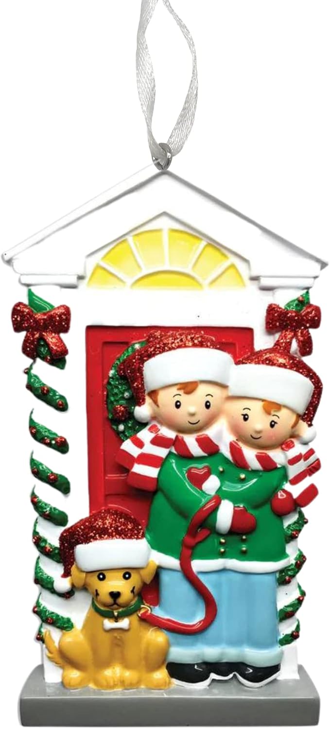 Adorno personalizado 2023 para pareja con perro, adorno para árbol de Navidad, decoración artesanal personalizada, adorno de boda, personalización