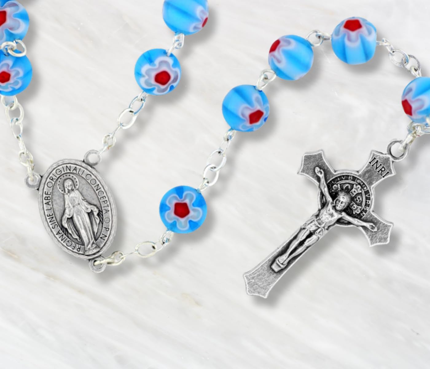 Caritas et Fides Kit de rosario italiano para 5 rosarios  Cruz y centro de rosario católico con crucifijo de San Benito de 1.5 pulgadas y medalla