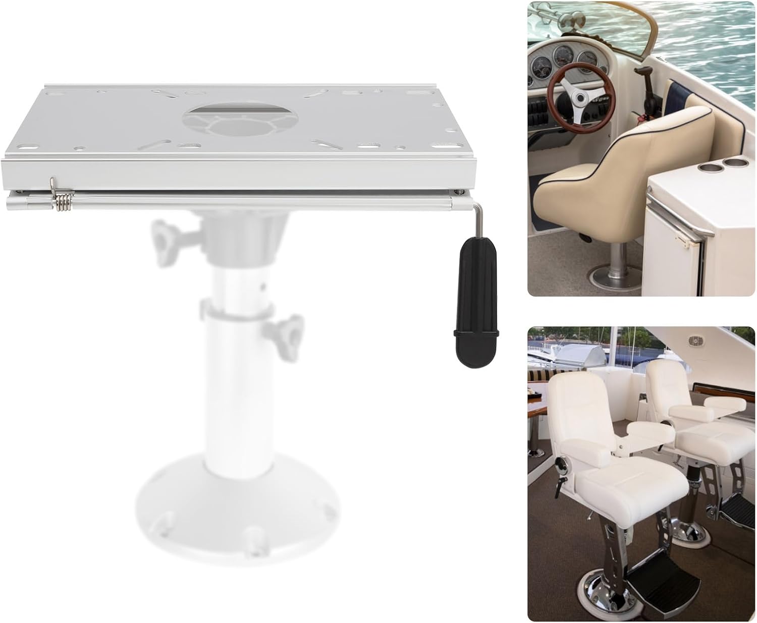 Soporte de montaje para asiento de barco, banco deslizante, placa deslizante para asiento de yate con asa, base de asiento de aluminio chapado