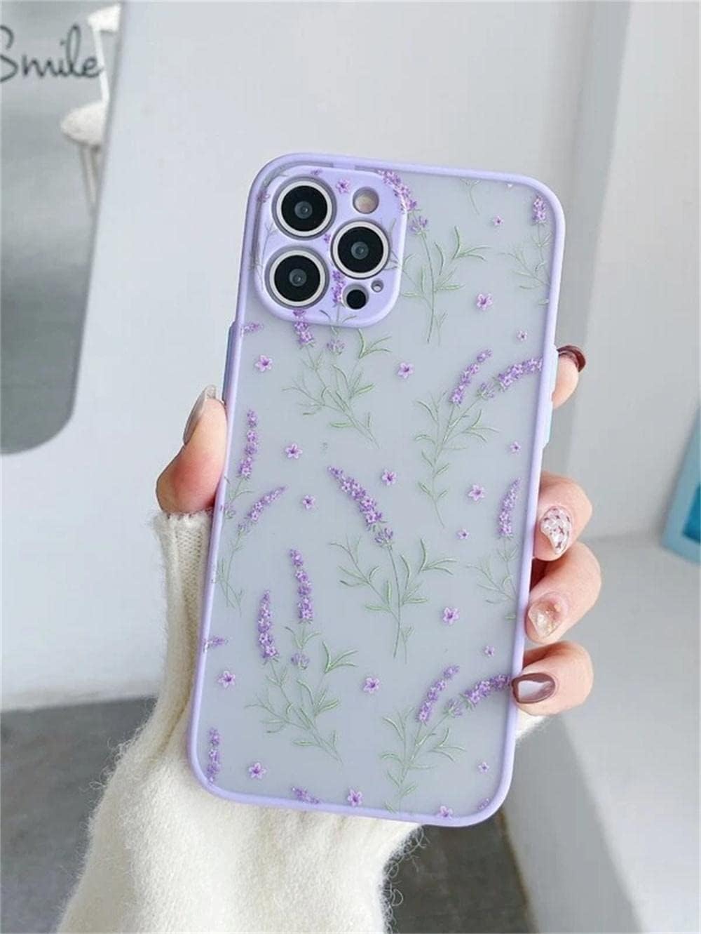 Ownest Funda compatible con iPhone 11 para iPhone 11 con diseño de flores, transparente esmerilado, parte trasera de policarbonato floral, para